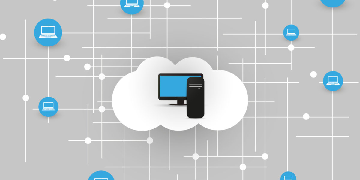 computer screen and phone within cloud